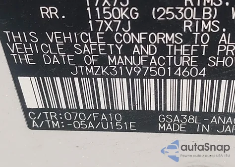 2007 Toyota Rav4 Limited V6 из США, поврежденный, VIN JTMZK31V975014604